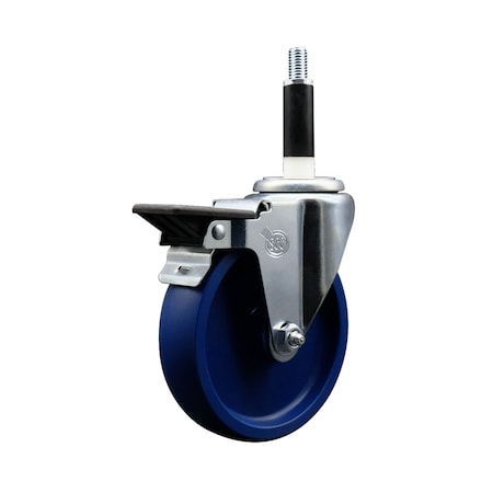Service Caster 5'' Solid Poly Swivel 7/8'' Expanding Stem Caster with Brake SCC-EX20S514-SPUS-PLB-78